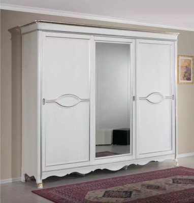 White Classic r Wardrobe Mirror Door Bedroom Furniture Design
