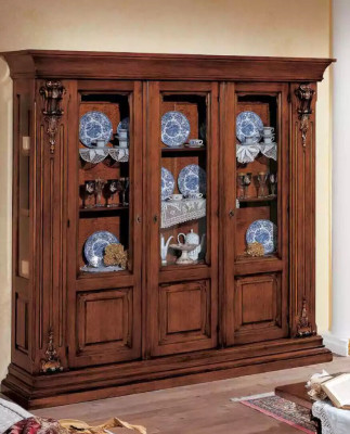 Glass Display case Wooden Cabinet Classic Sideboard Furniture Shelves Solid wood Wardrobe