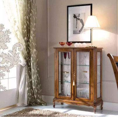 High quality wooden cabinet brown furniture classic r style wardrobe showcases