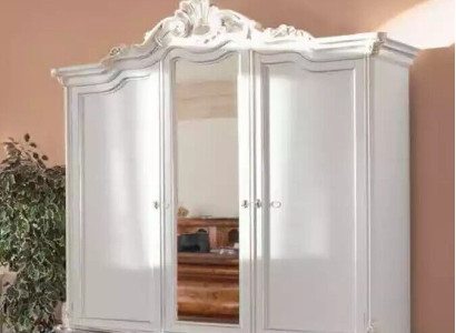 White Wardrobe Solid wood Furniture Bedroom Designer Glass Doors
