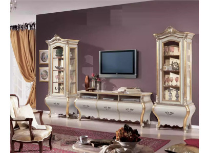 Classic Living room Wall unit Cabinets Display case Luxury set of wooden furniture 3 pieces