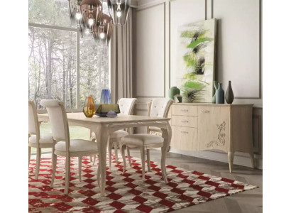 Dining room set 6 pieces. Dining table 4x Chairs Sideboard Group Suite Beige
