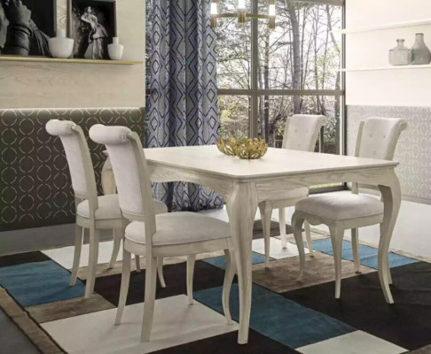 Dining room set white dining table 4x chairs sideboard elegant design new 6 pieces.