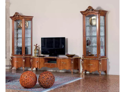 Classic r TV Lowboard Luxury 2x Display case Living room Furniture Wall unit Wood