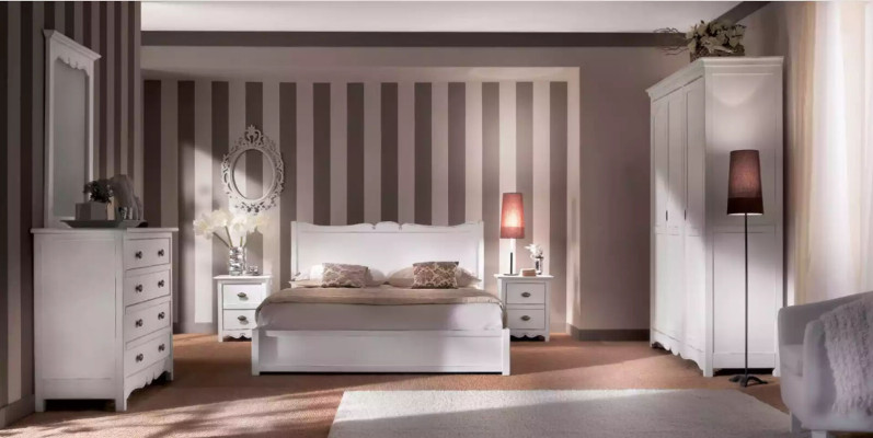 Modern Bedroom Bed 2x Bedside tables Chest of drawers Wardrobe Set