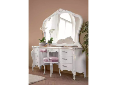 Classic r Solid wood Dressing table Bedroom Furniture Set 2pcs White
