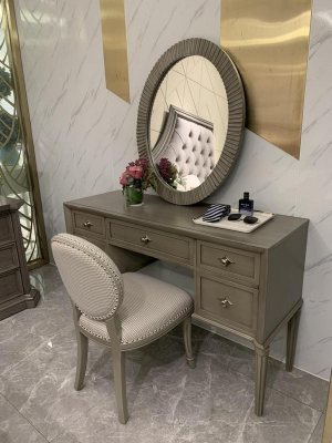 Dressing table Mirror Stool Luxury Complete Bedroom Set 3pcs. Wooden consoles