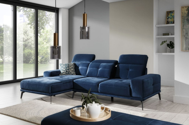 Designer Sofa Couch Corner sofa Textile Upholstery Suite Living landscape L-shape Blue e
