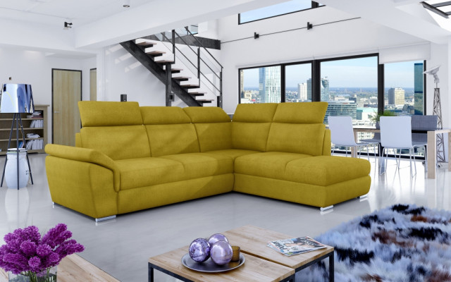 Fabric Corner sofa L-shape Sofa Couch Design Upholstery Modern Textile Bed function new