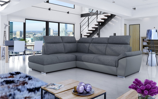 Fabric Corner sofa L-shape Sofa Couch Design Upholstery Modern Textile Bed function new