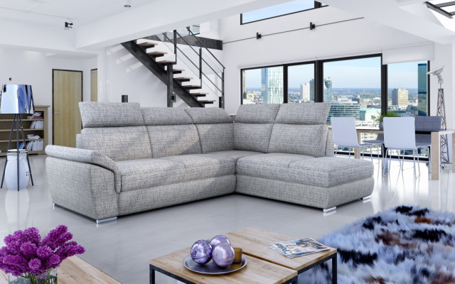 Fabric Corner sofa L-shape Sofa Couch Design Upholstery Modern Textile Bed function new