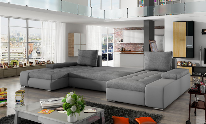 XXL Big Sofa bed Relax Living room Corner sofa Suite Upholstery Couch Corner suite