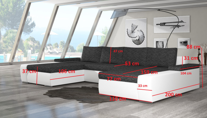 XXL Big Sofa bed Relax Living room Corner sofa Suite Upholstery Couch Corner suite