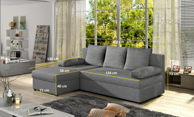 Modern Sofa bed Couch Upholstery Seat Suite L-shape Textile Fabric Sofas Leather