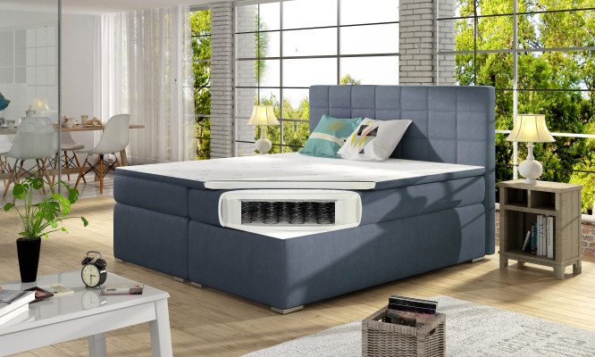 Box spring 180x200cm Bed Beds Hotel Leather Complete bed base Topper