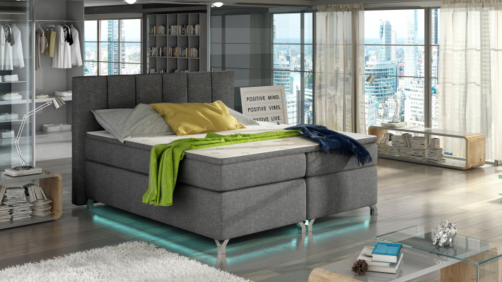 Boxspring Bed 180x200cm Hotel Beds Leather Complete bed base Topper