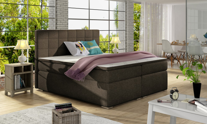 Box spring 180x200cm Bed Beds Hotel Leather Complete bed base Topper