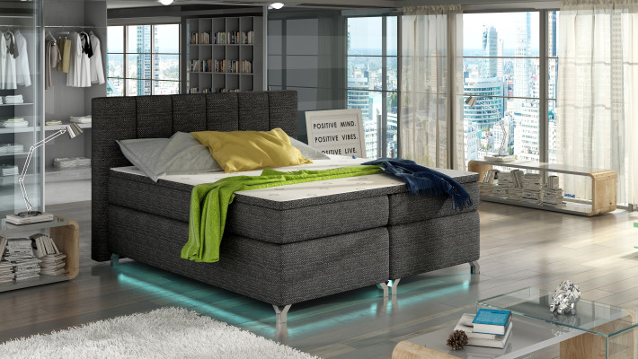 Boxspring Bed 180x200cm Hotel Beds Leather Complete bed base Topper