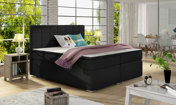 Box spring 180x200cm Bed Beds Hotel Leather Complete bed base Topper