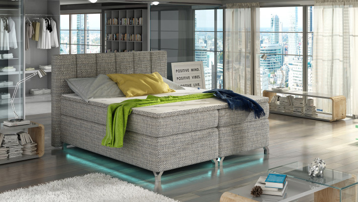 Boxspring Bed 180x200cm Hotel Beds Leather Complete bed base Topper