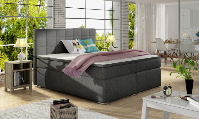 Box spring 180x200cm Bed Beds Hotel Leather Complete bed base Topper