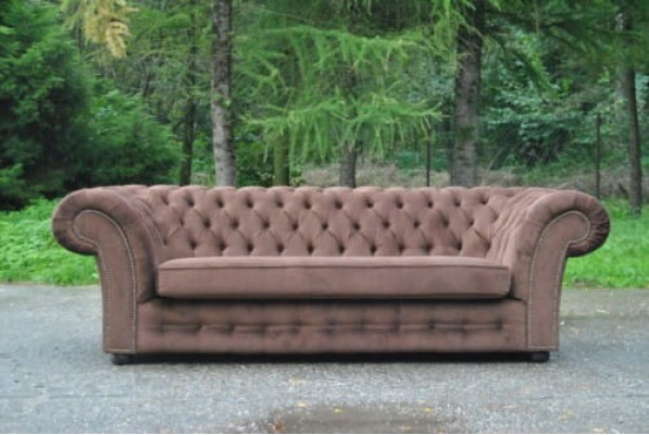 Sofa 3 Seater Fabric Design Couch Upholstery Sofas Textile Modern Chesterfield Beige