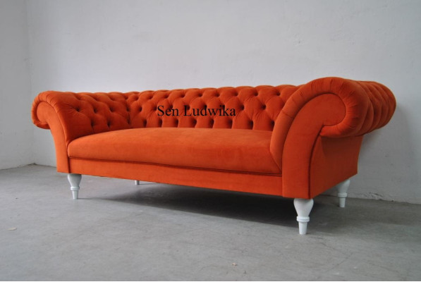 Fabric Design Couch Upholstery Sofas Textile Modern Sofa Chesterfield 3 Seater Orange