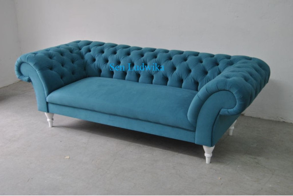 Textile 3 Seater Blue Fabric Design Couch Upholstery Sofas Modern Sofa Chesterfield