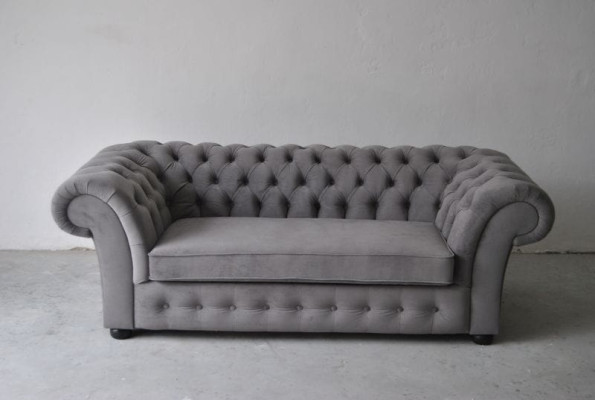 Sofa 3 Seater Fabric Design Couch Upholstery Sofas Textile Modern Chesterfield Gray