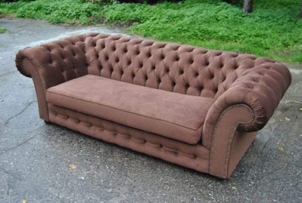 Sofa 3 Seater Fabric Design Couch Upholstery Sofas Textile Modern Chesterfield Beige