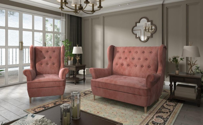 Gray Fabric Chesterfield Sofa set 2+1 Seater Sofa Couch Upholstery Velvet