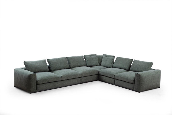 Living landscape Corner sofa L-shape Wood with Textile Modern Couch new green