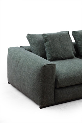 Living landscape Corner sofa L-shape Wood with Textile Modern Couch new green