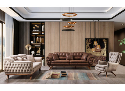 Sofa set 3+3+1 Seater Furniture Set Design Sofas Imitation leather Chesterfield