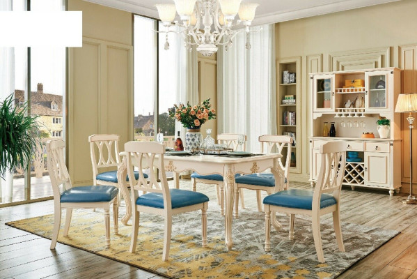 Dining room Furniture Dining table 6 x Chair Dining Set Wood Kitchen Group Suite new 7pcs.