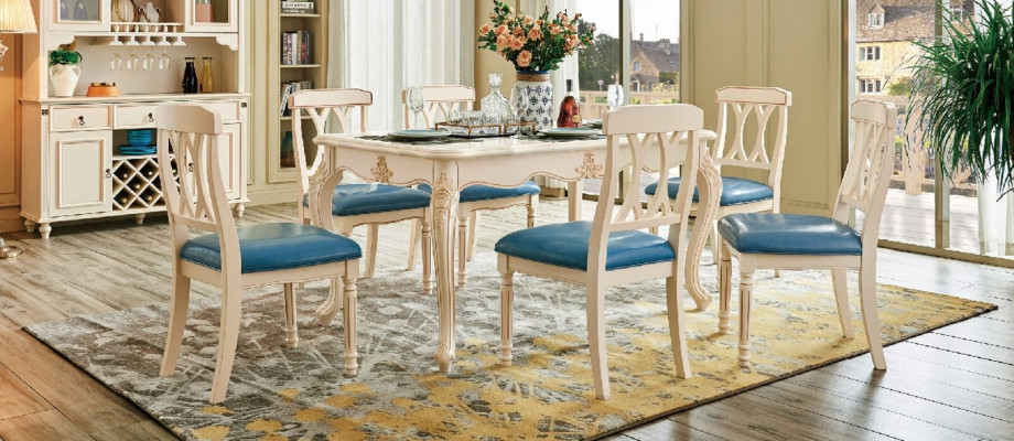 Dining room Furniture Dining table 6 x Chair Dining Set Wood Kitchen Group Suite new 7pcs.