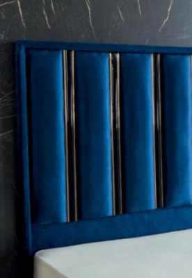 SaphirBlue's designer bed with bedside tables on gold-plated steel legs
