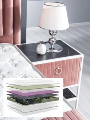 Bedroom Set Pink Metal Bed Style 2x Bedside tables Modern new 3pcs.