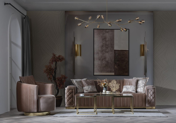 Luxury Couch 3+1 Furniture Sofa Couches Sofa set Chesterfield 2-piece.