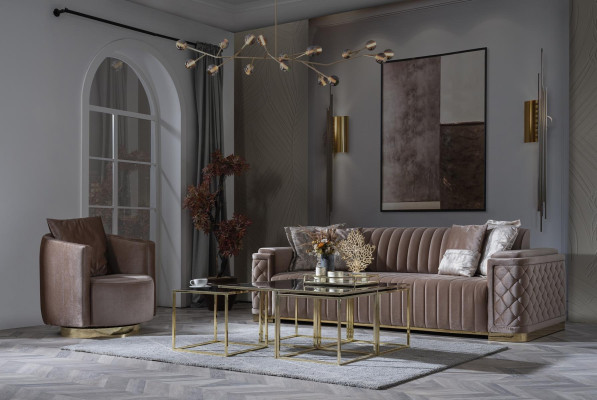 Luxury Couch 3+1 Furniture Sofa Couches Sofa set Chesterfield 2-piece.