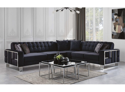 Luxury Corner sofa Textile Couches Furniture Corner suite Metal elements Couch Sofa