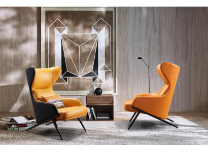 Armchair Design Beat Relax Lounge Club Single Seat Upholstery Fabric Leather