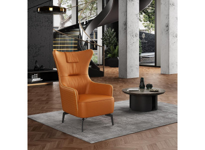 Orange Armchair Leather Armchair 76 x 80 cm Single Seater Luxury Design Furniture