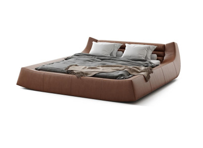 Designer Bed Double Beds Modern Hotel Leather Fabric Double bed