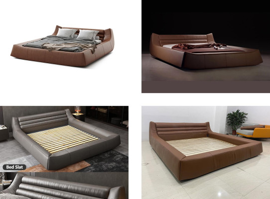 Designer Bed Double Beds Modern Hotel Leather Fabric Double bed