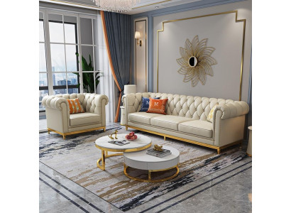 Design Living landscape Sofa set 3+1 Seater Leather sofa Living room