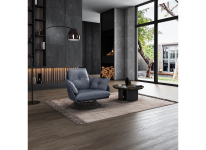 Armchair Design Gray Metal Relax Club Lounge Single Seat Upholstery Fabric Leather