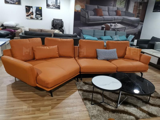 Corner sofa Orange L-shape Living landscape Sofa Couch Upholstery Corner Suite Leather Sofas