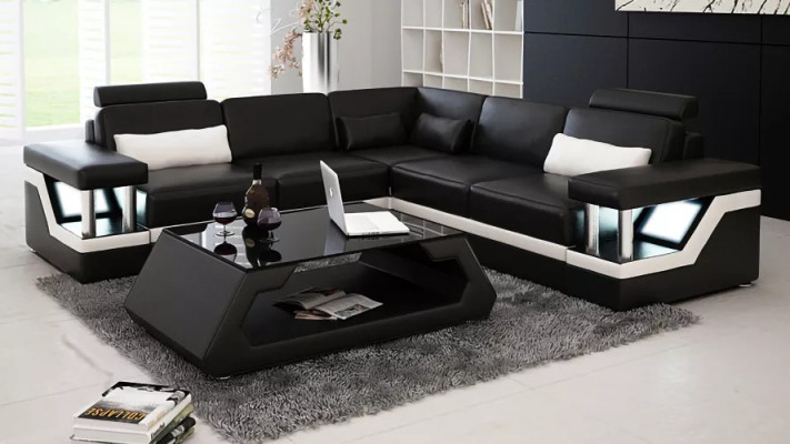 Living landscape Sofa Suite Corner suite Leather sofa Upholstery Upholstery Couch