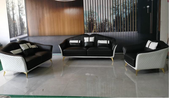 Luxurious Living room Suite Leather Upholstery Couches Fabric Sofa set 3+2+1 Set